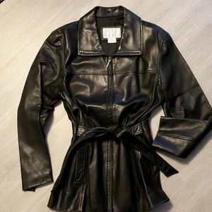 Nine West Womens Black Leather Jacket